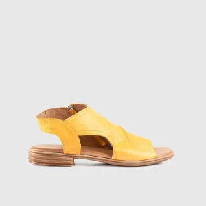 Leather Flat Comfort Sandals Yellow 8840