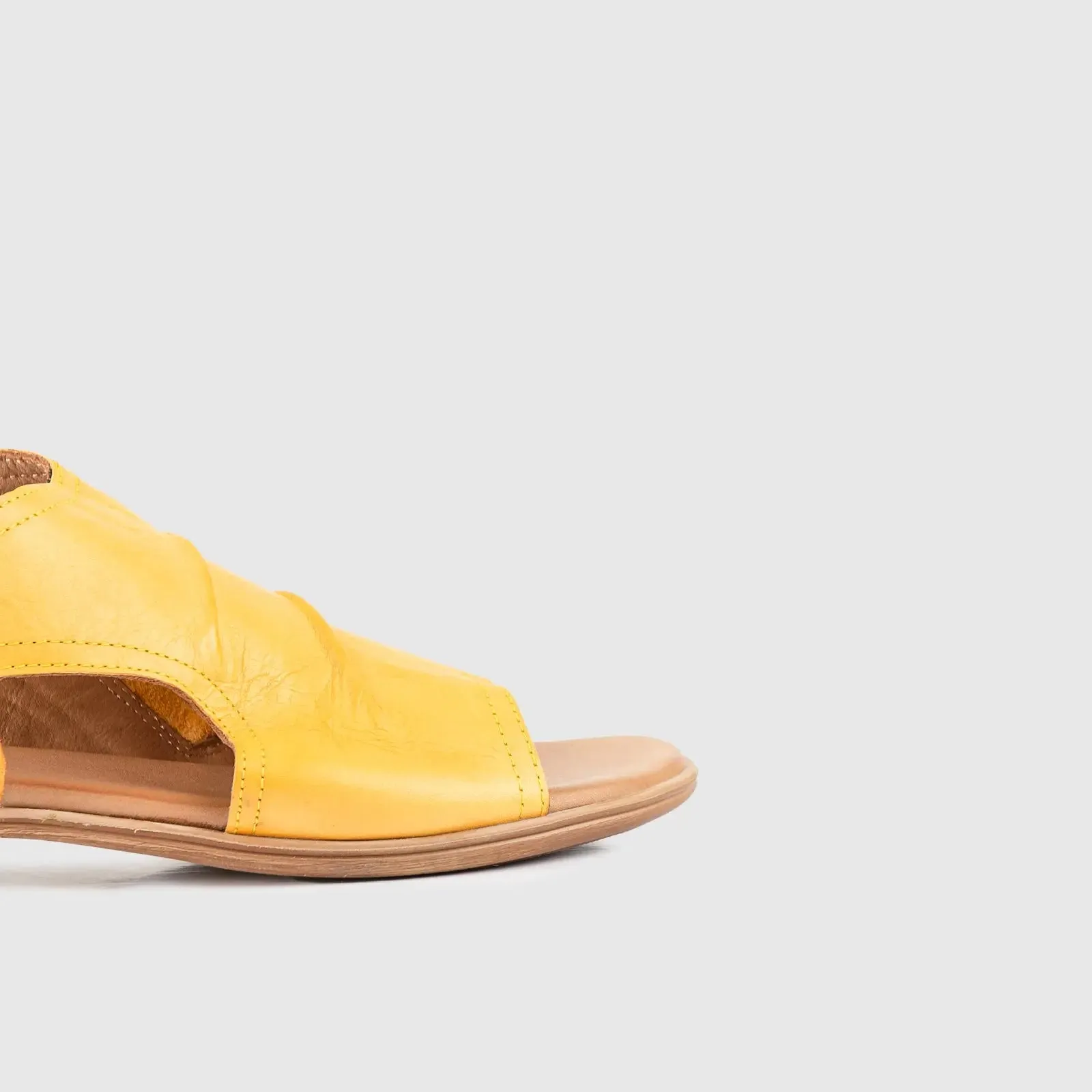 Leather Flat Comfort Sandals Yellow 8840