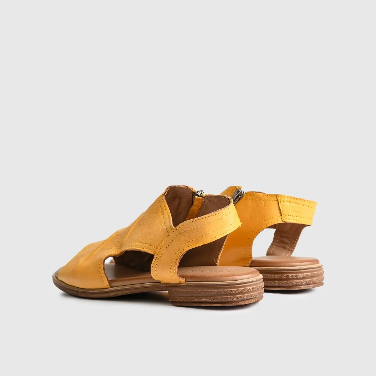 Leather Flat Comfort Sandals Yellow 8840