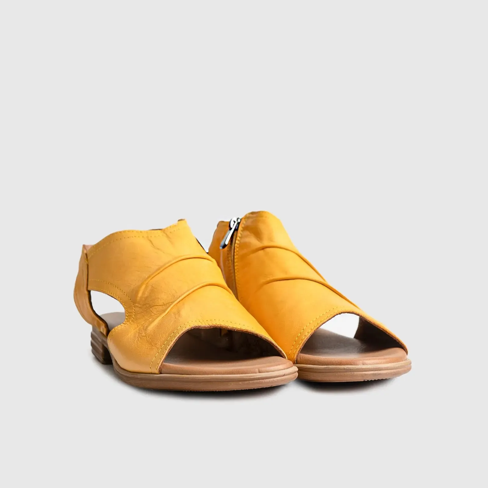 Leather Flat Comfort Sandals Yellow 8840