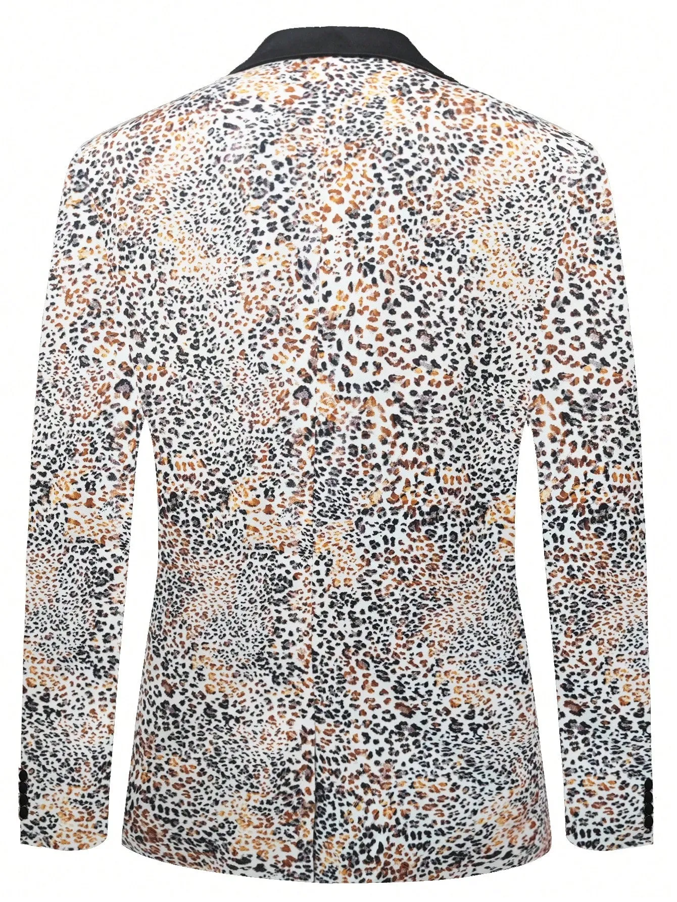 Leopard Print Single Button Shawl Collar Blazer