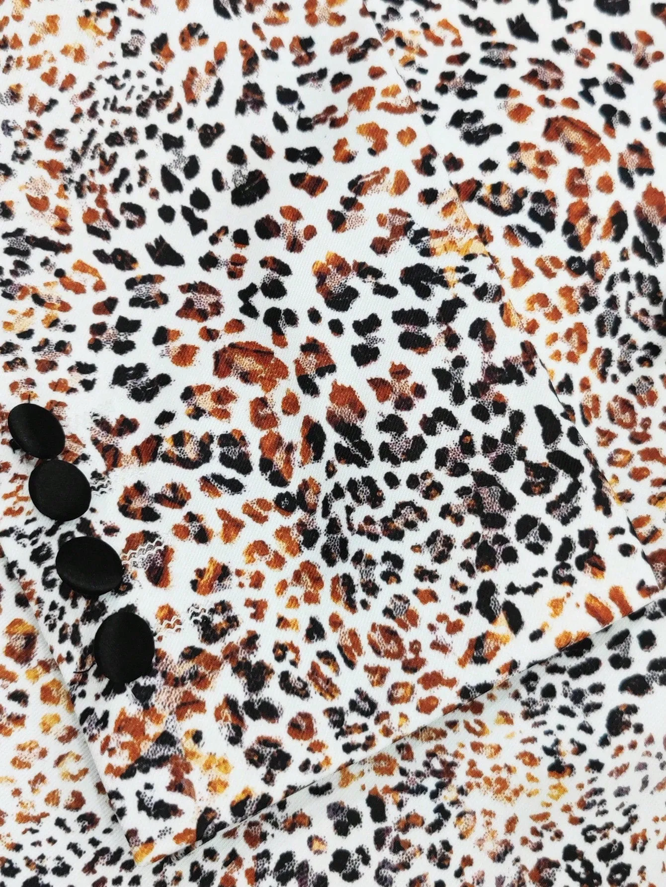 Leopard Print Single Button Shawl Collar Blazer