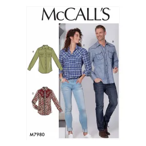 M7980 Misses' and Men's Shirts