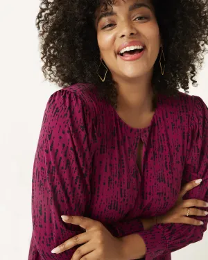Melissa Keyhole Printed Dress | Burgundy