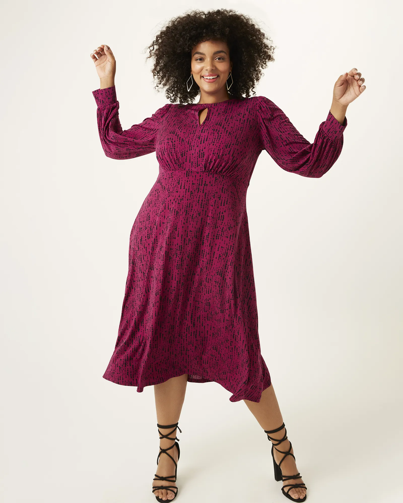 Melissa Keyhole Printed Dress | Burgundy