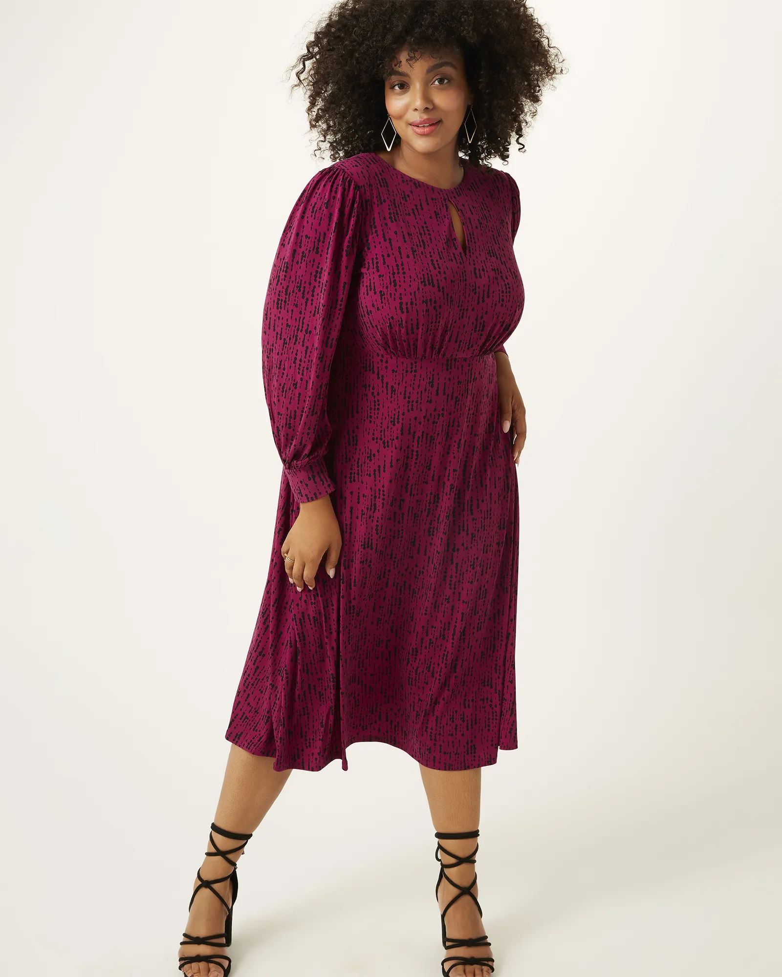 Melissa Keyhole Printed Dress | Burgundy
