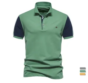 Men's Short Sleeve Polo Shirt - Premium Quality with Contrasting Sleeves