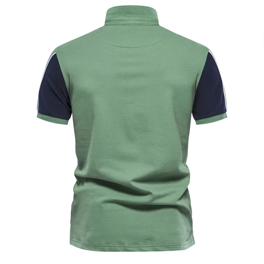Men's Short Sleeve Polo Shirt - Premium Quality with Contrasting Sleeves