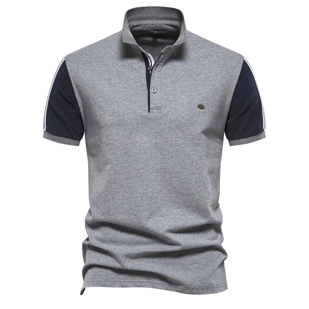 Men's Short Sleeve Polo Shirt - Premium Quality with Contrasting Sleeves