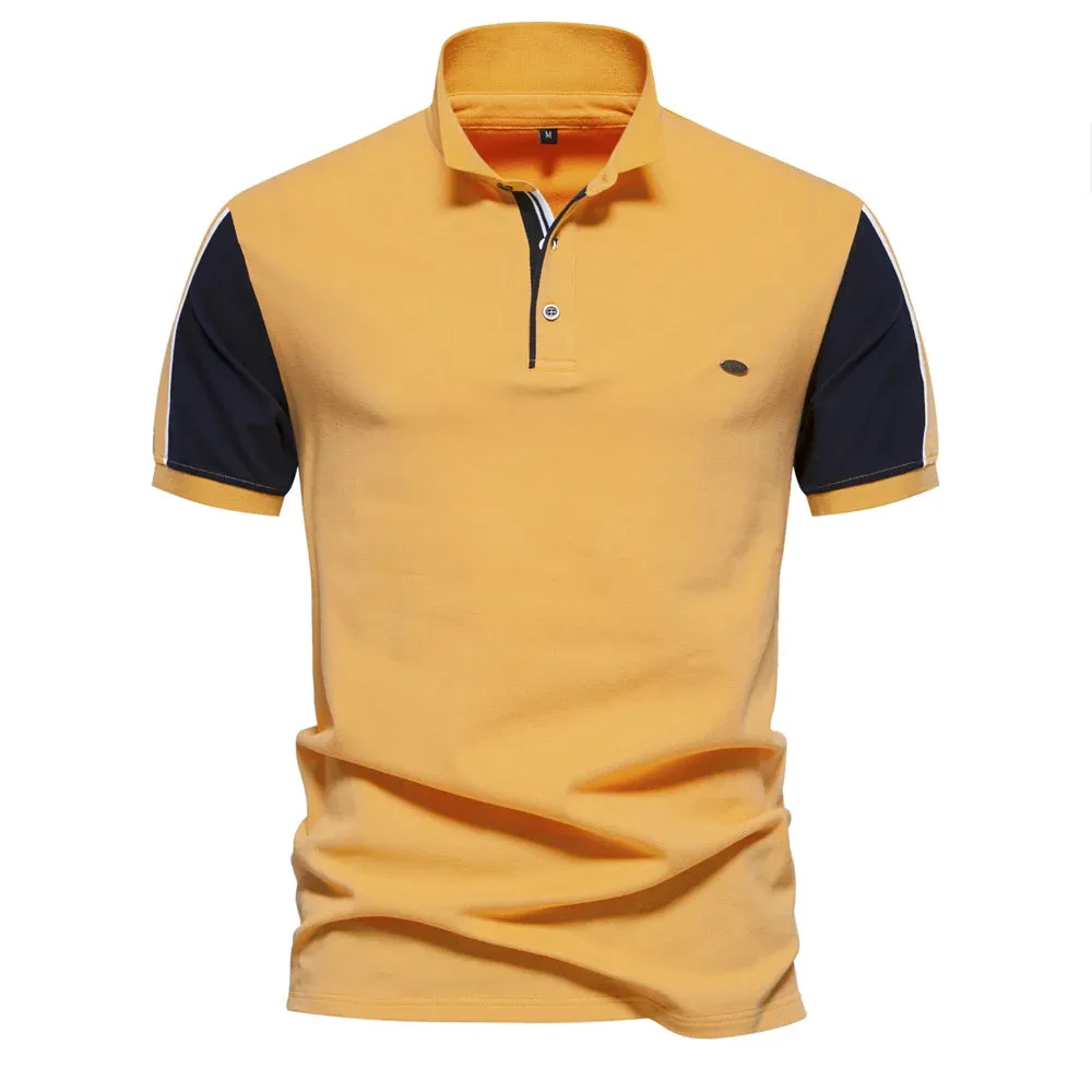 Men's Short Sleeve Polo Shirt - Premium Quality with Contrasting Sleeves