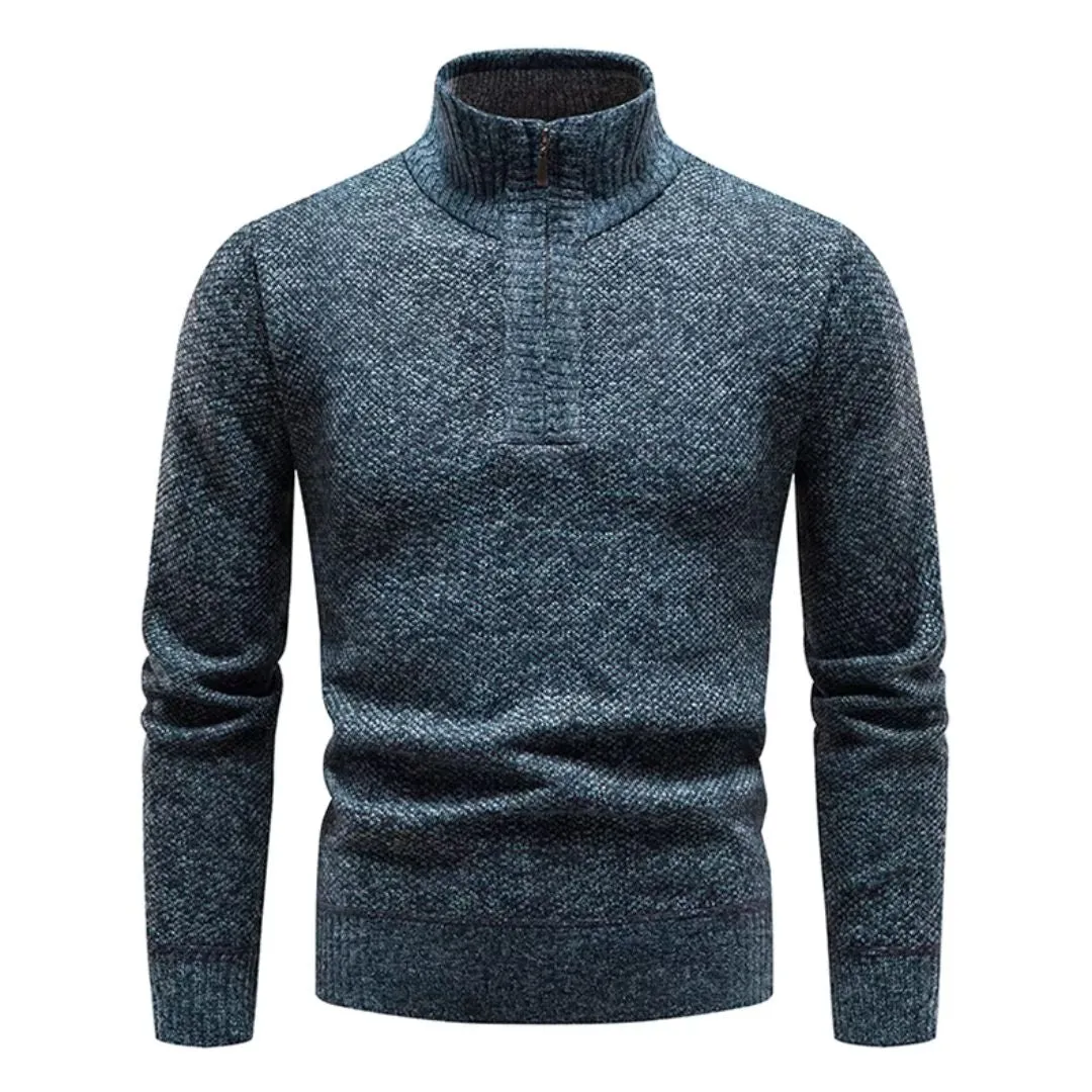 Men's Stand Collar Velvet Sweater