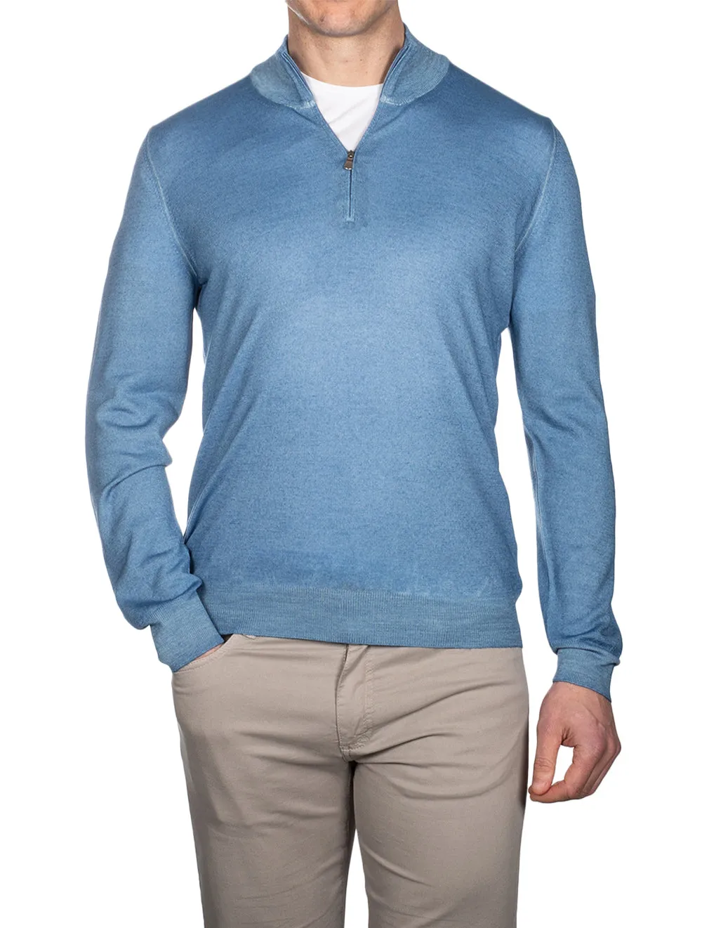 Mock Neck Half Zip Aqua