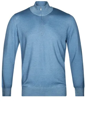 Mock Neck Half Zip Aqua