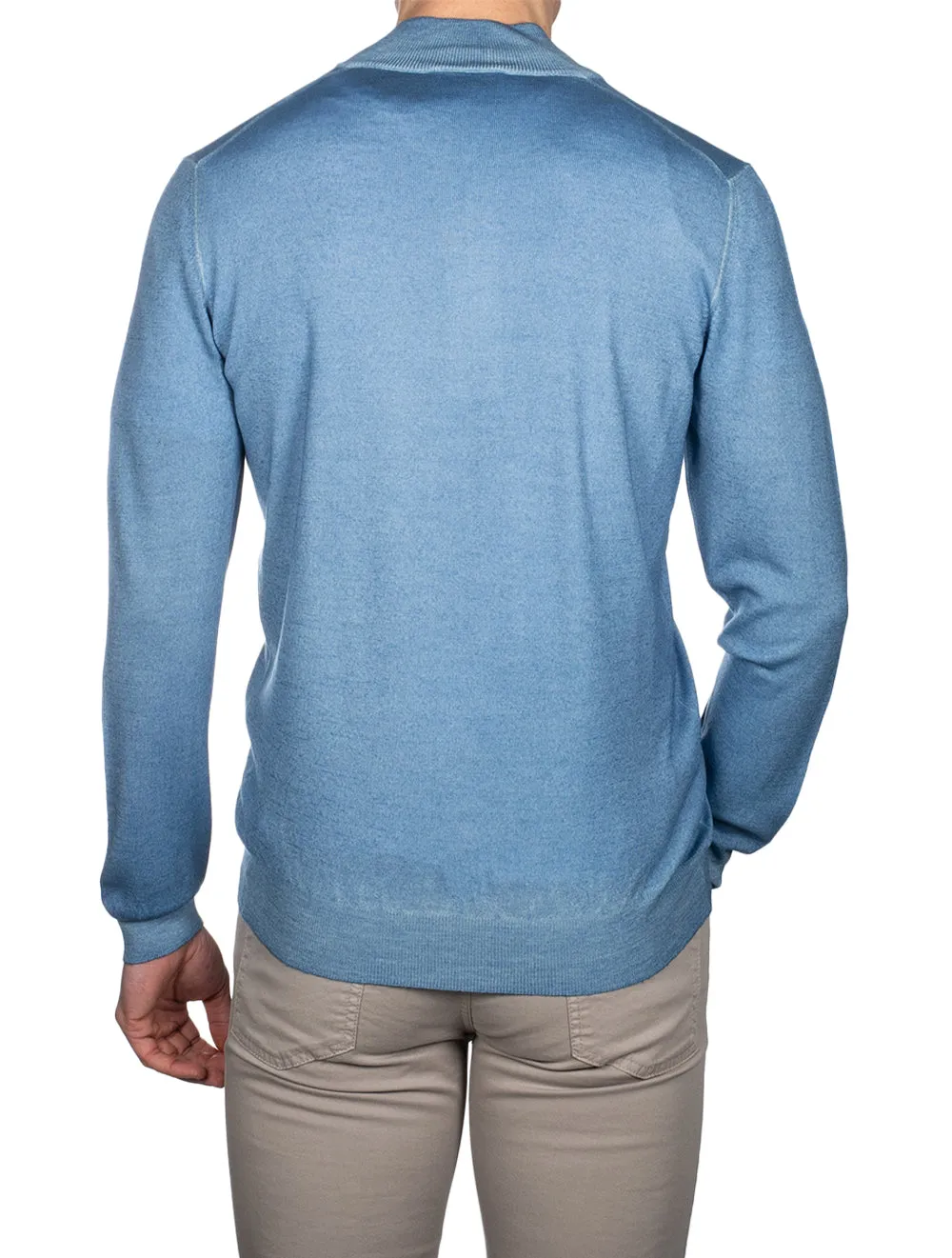 Mock Neck Half Zip Aqua
