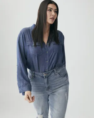 Myla Button-Down Chambray Shirt | Dark Wash