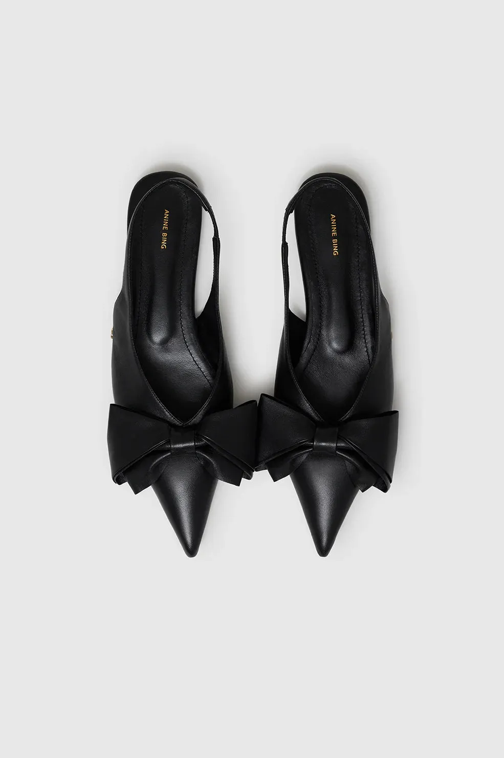NINA SLINGBACK FLATS WITH BOW - BLACK