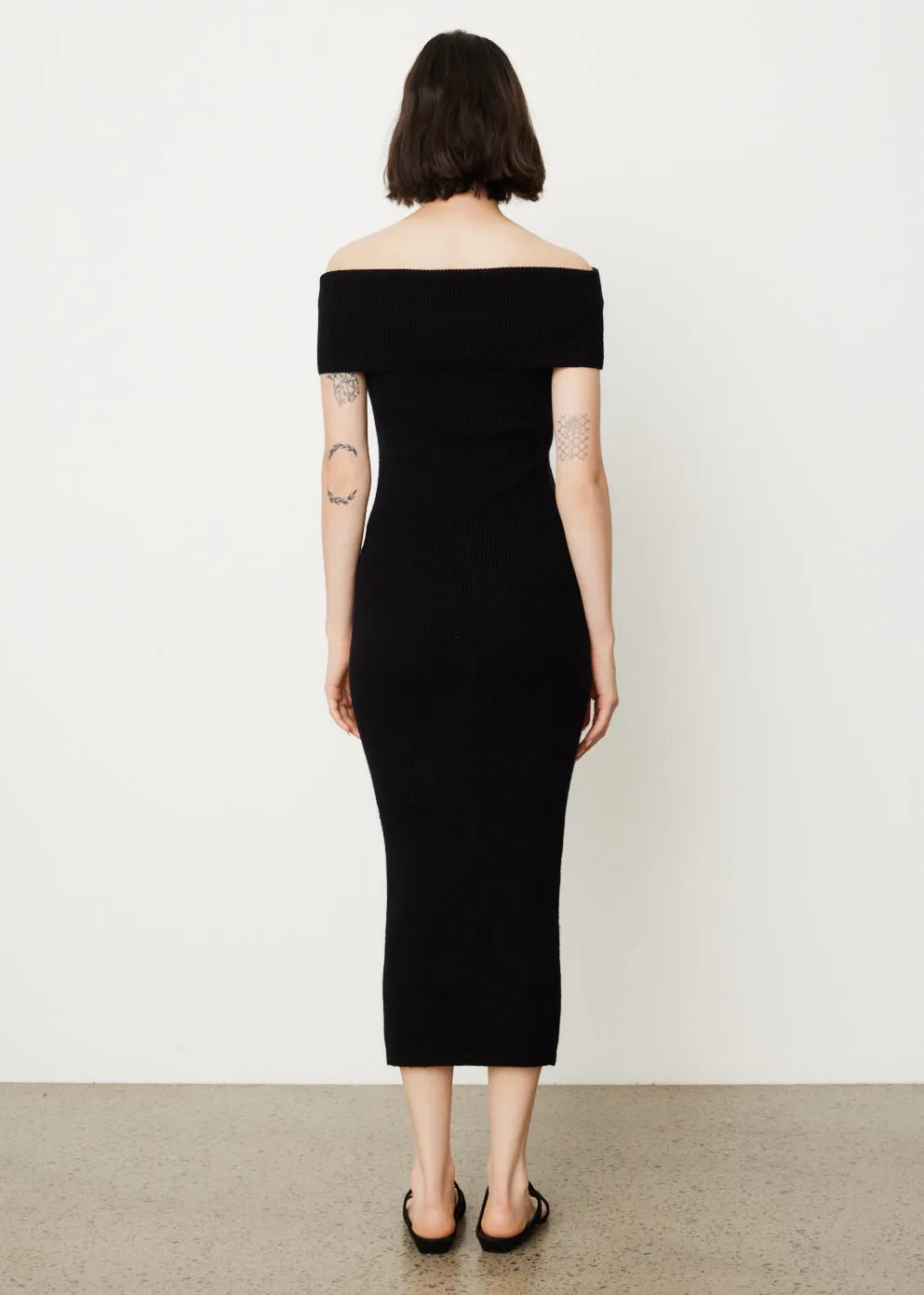 Off-Shoulder Rib Knit Dress