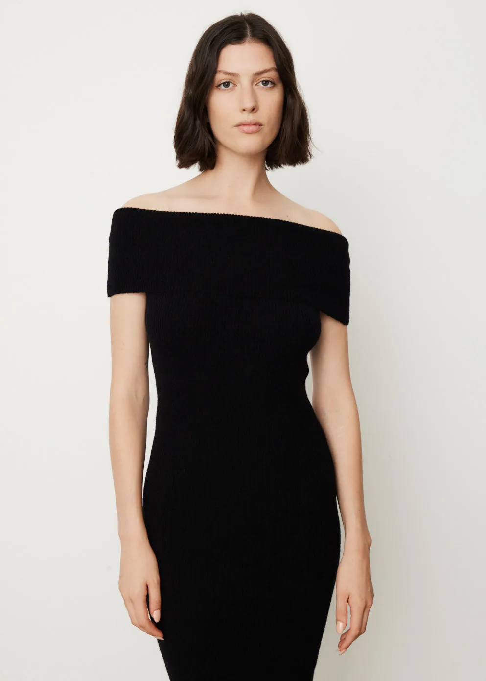 Off-Shoulder Rib Knit Dress