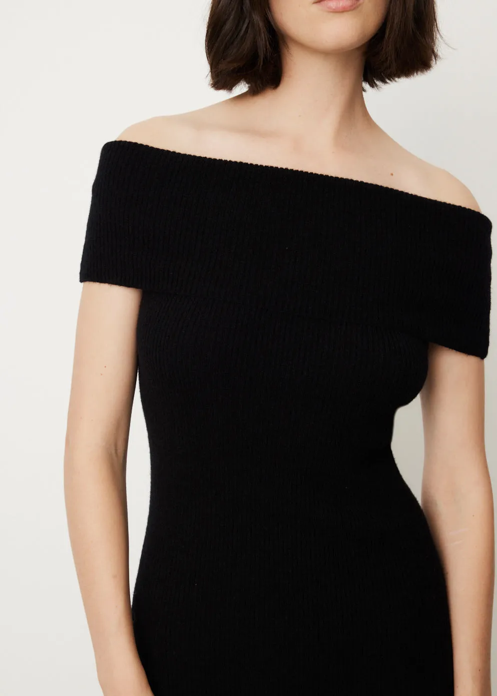 Off-Shoulder Rib Knit Dress