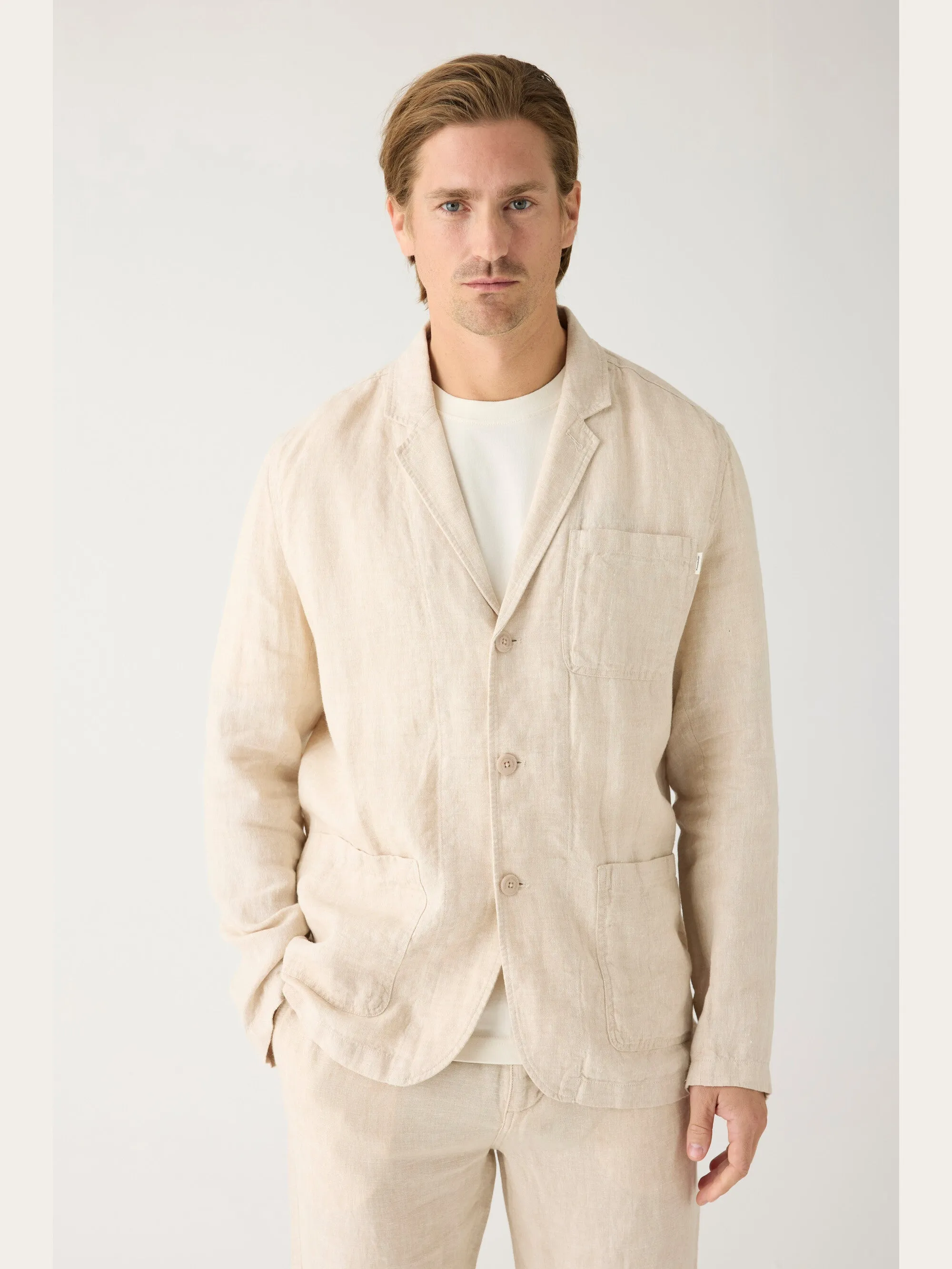 Organic Linen Blazer GOTS/Vegan - Yarndyed - Light feather gray