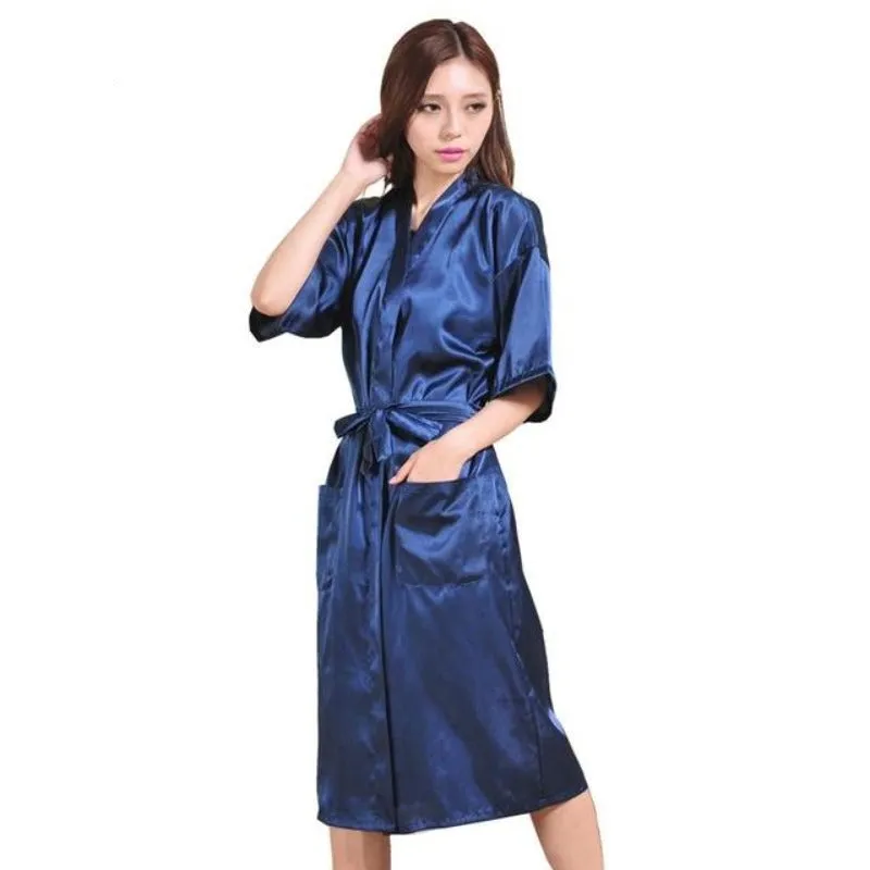 Plus Size S-3XL Silk Kimono Robe Bathrobe Women Dressing Gowns