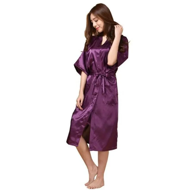 Plus Size S-3XL Silk Kimono Robe Bathrobe Women Dressing Gowns