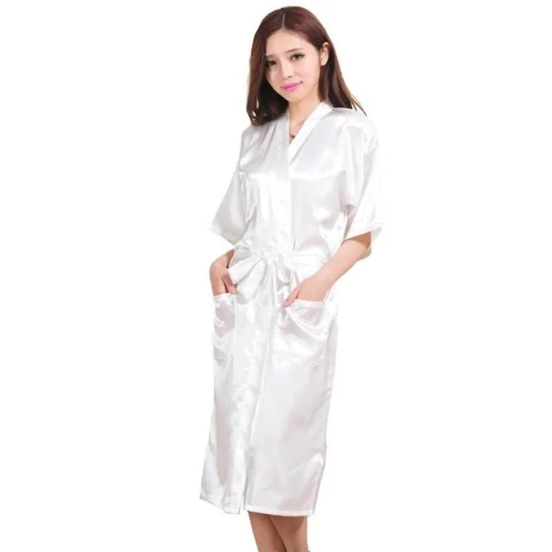 Plus Size S-3XL Silk Kimono Robe Bathrobe Women Dressing Gowns