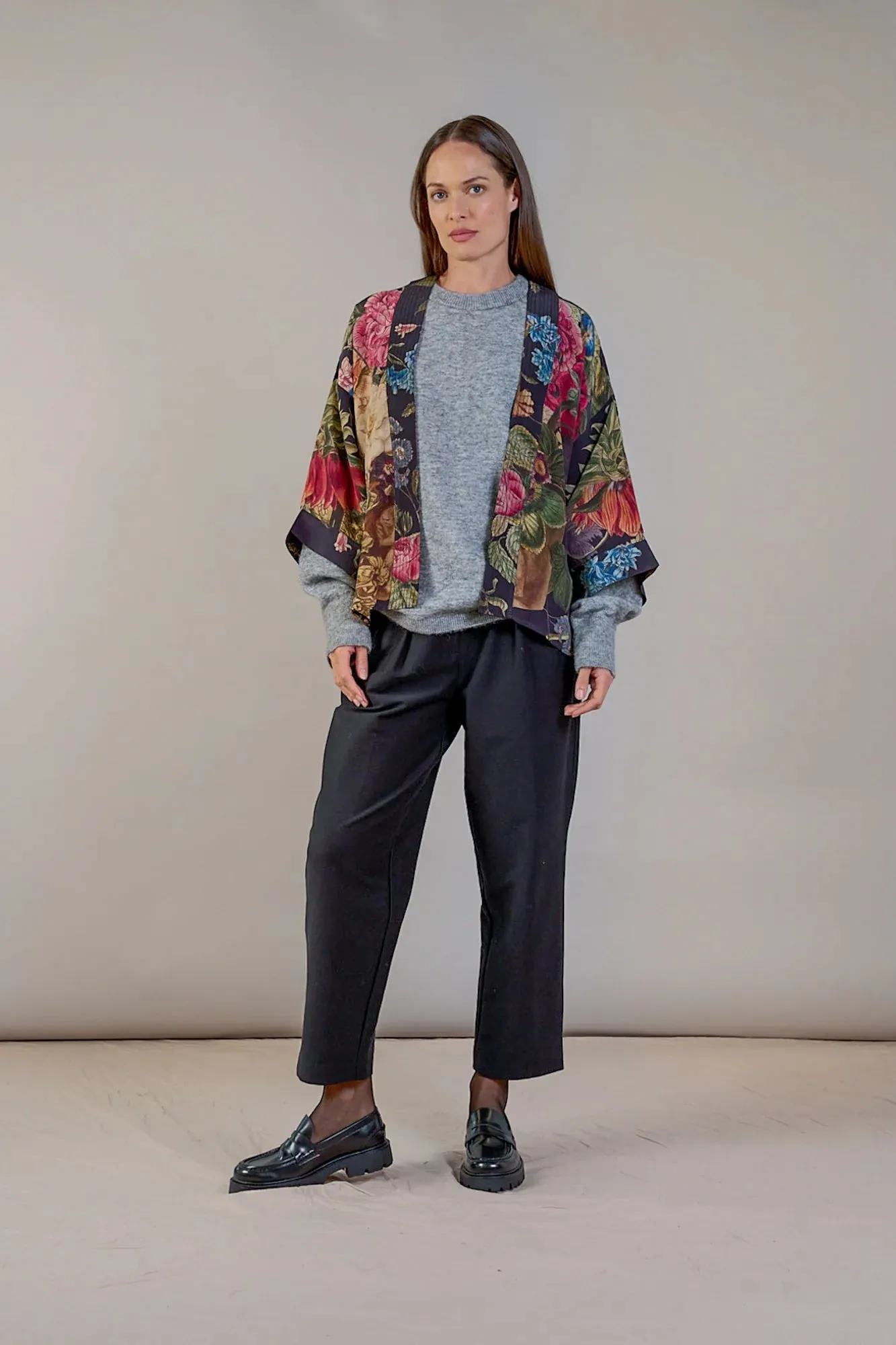 Primula Black Crepe Kimono | One Hundred Stars
