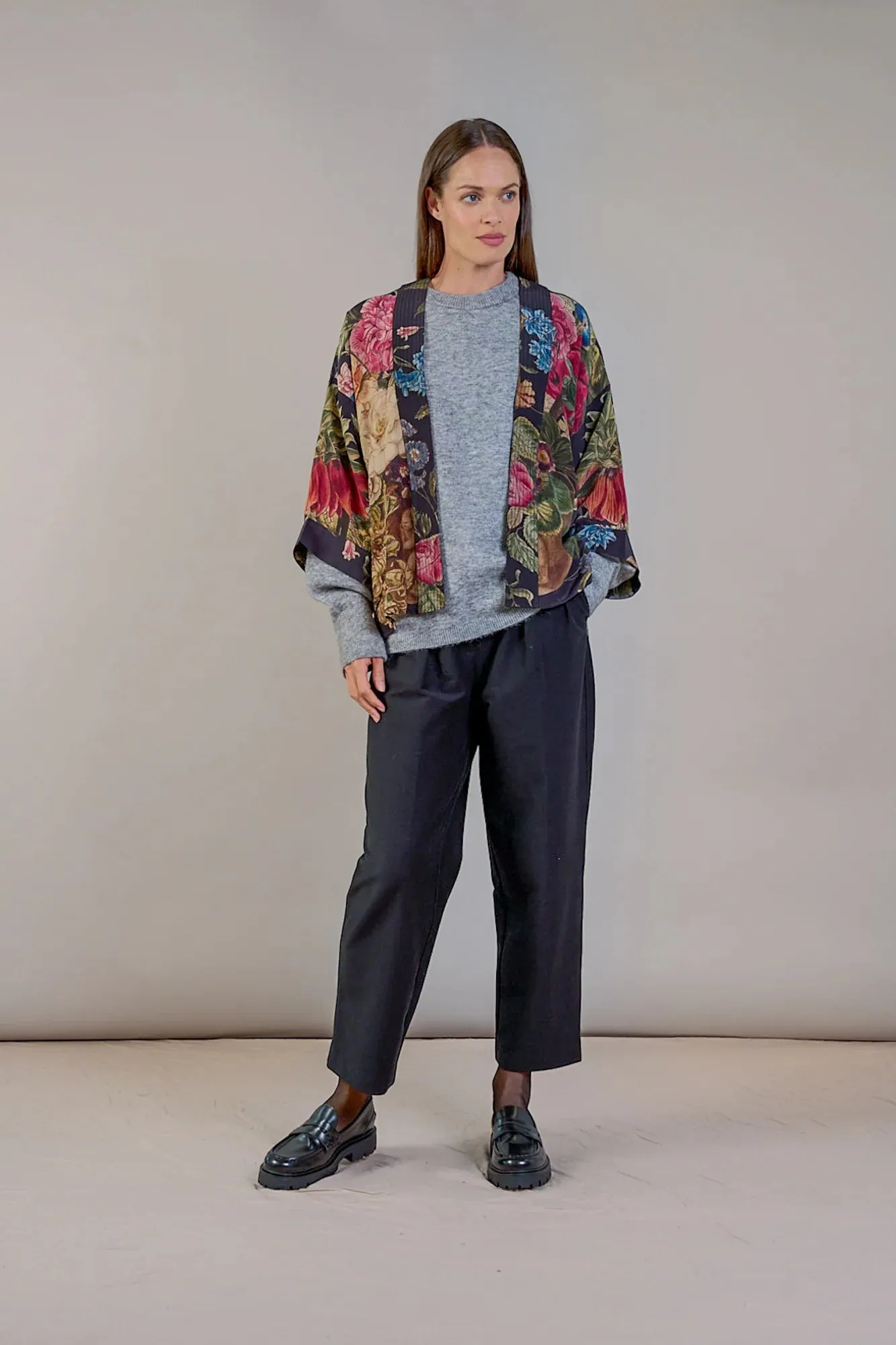 Primula Black Crepe Kimono | One Hundred Stars