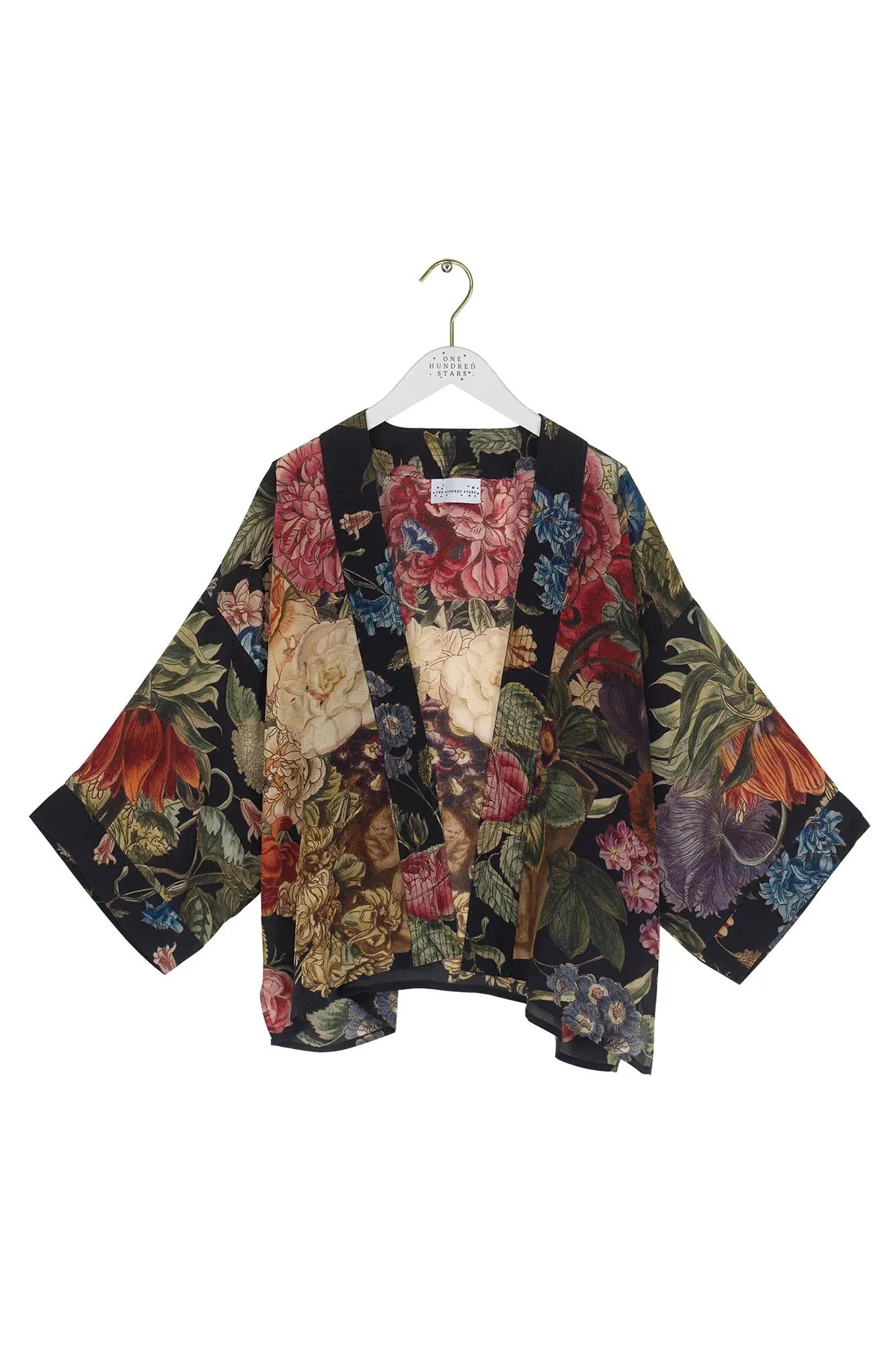 Primula Black Crepe Kimono | One Hundred Stars
