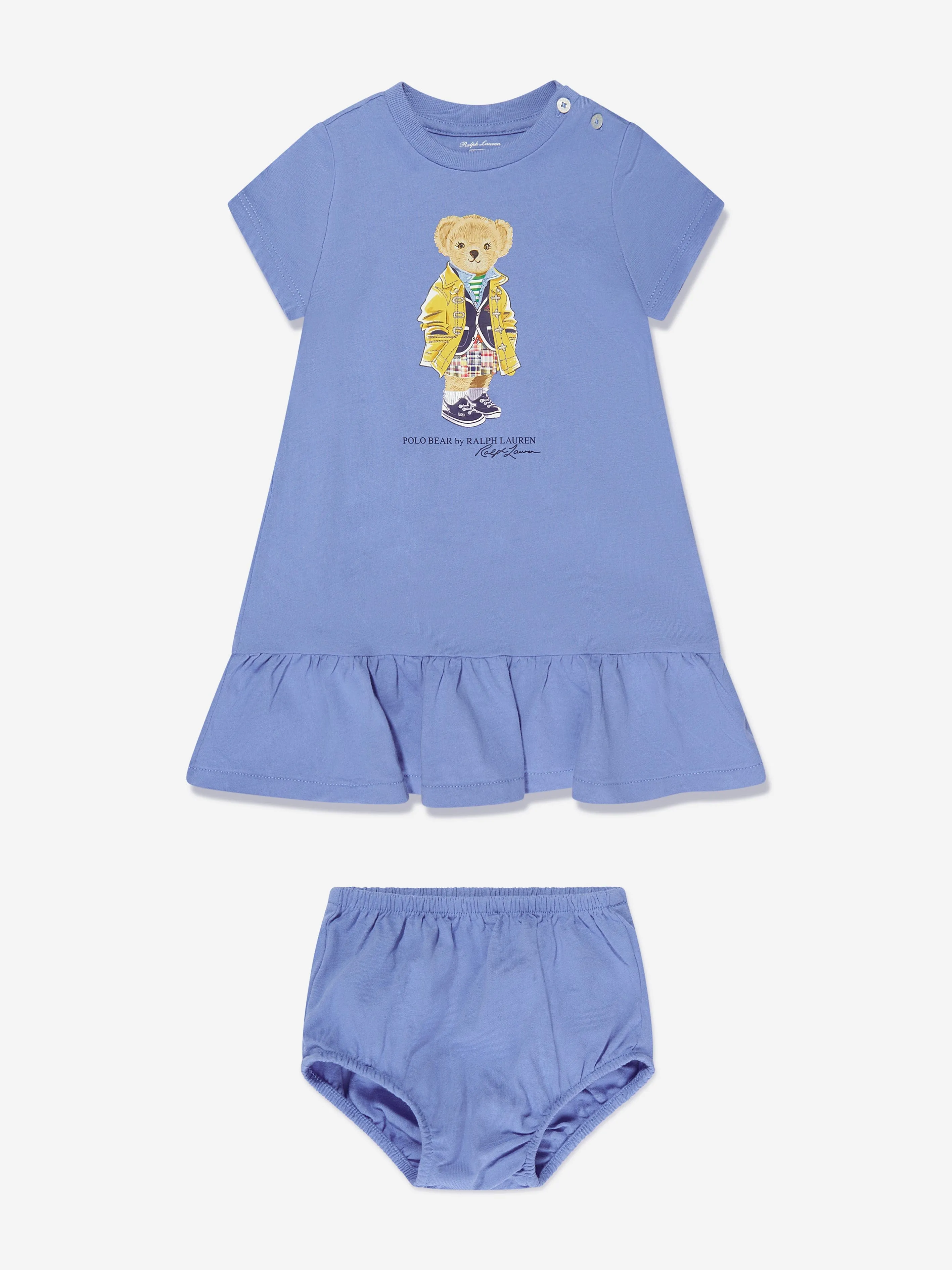 Ralph Lauren Baby Girls Bear Dress With Knickers in Blue