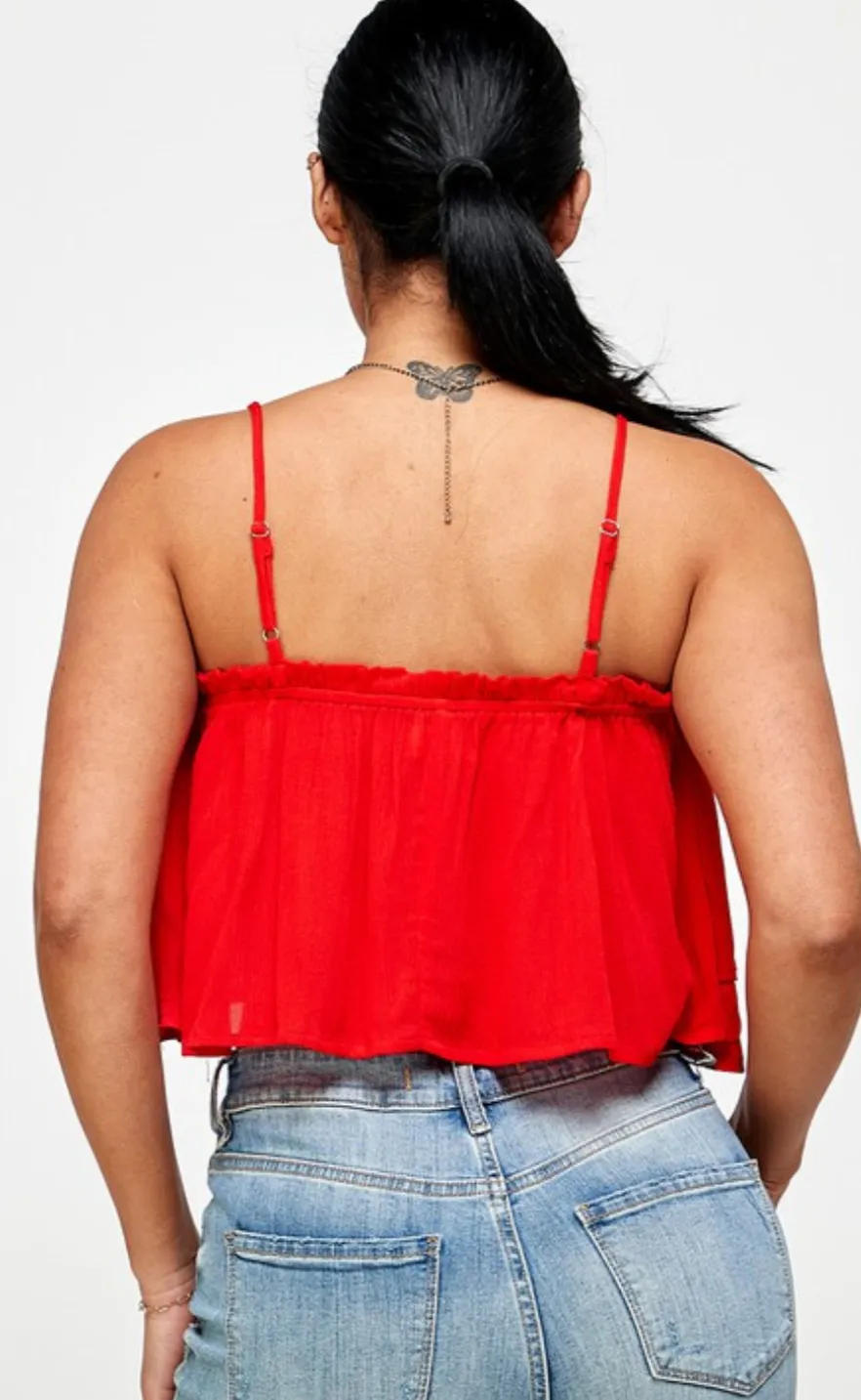 Red Layer Crop Tank