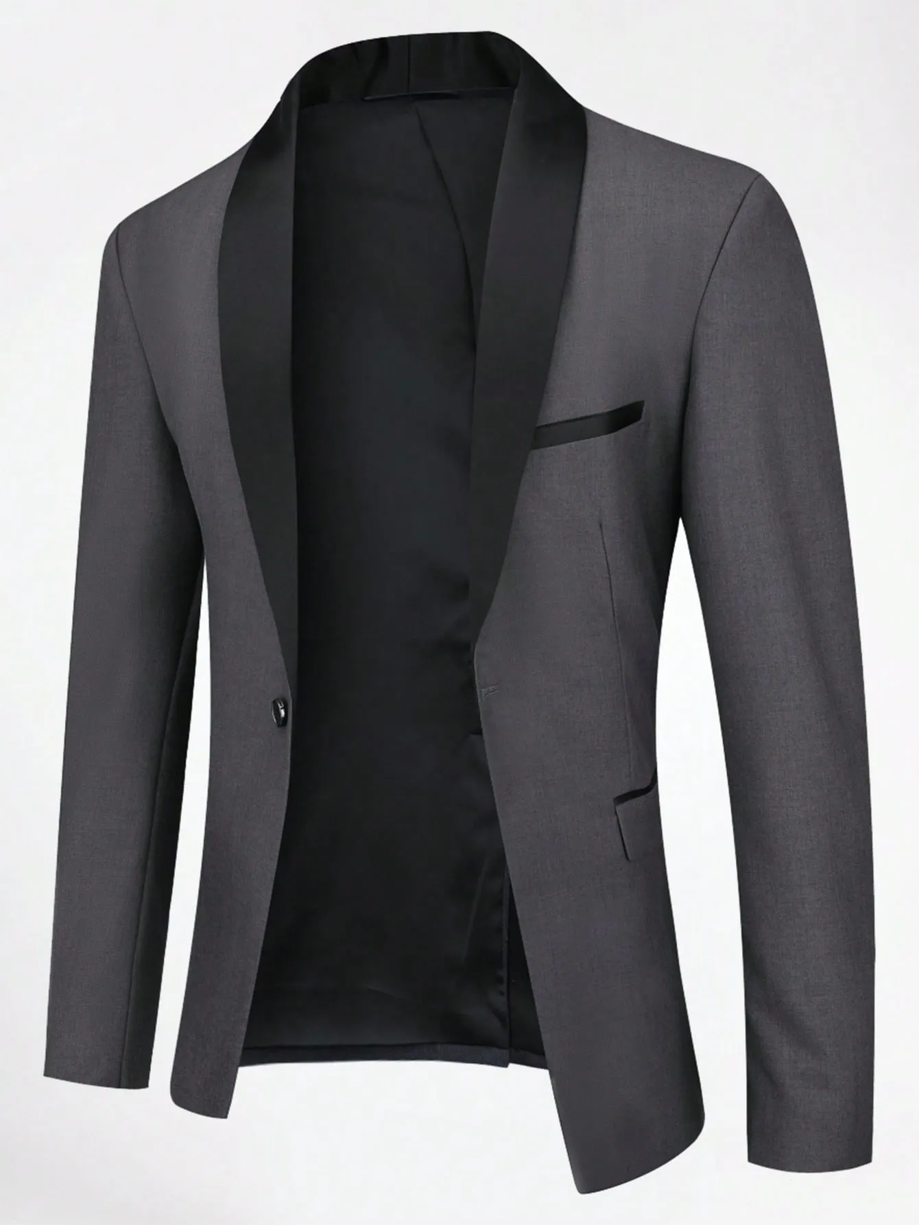 Shawl Collar Single Button Single Breasted Blazer