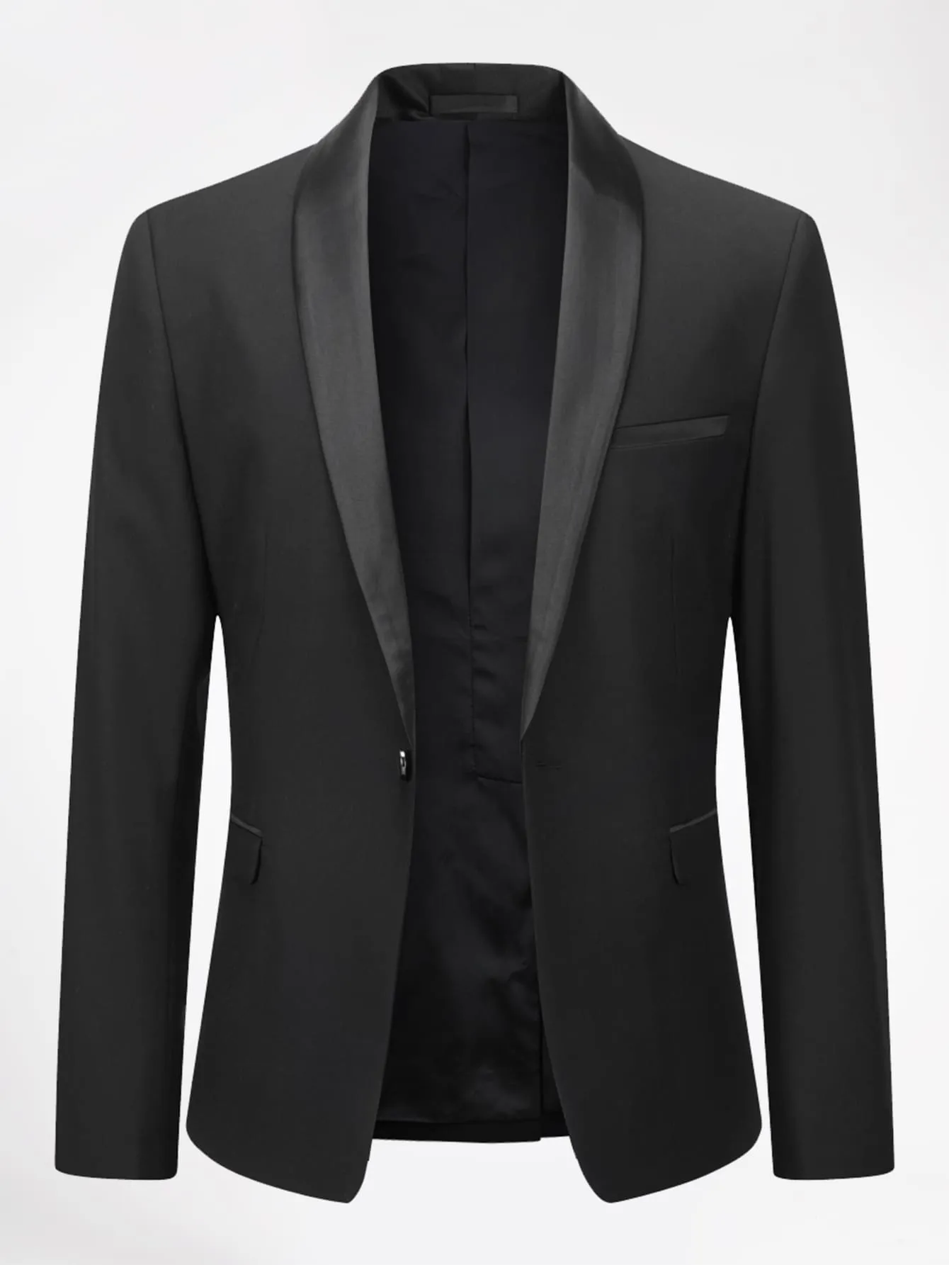 Shawl Collar Single Button Single Breasted Blazer