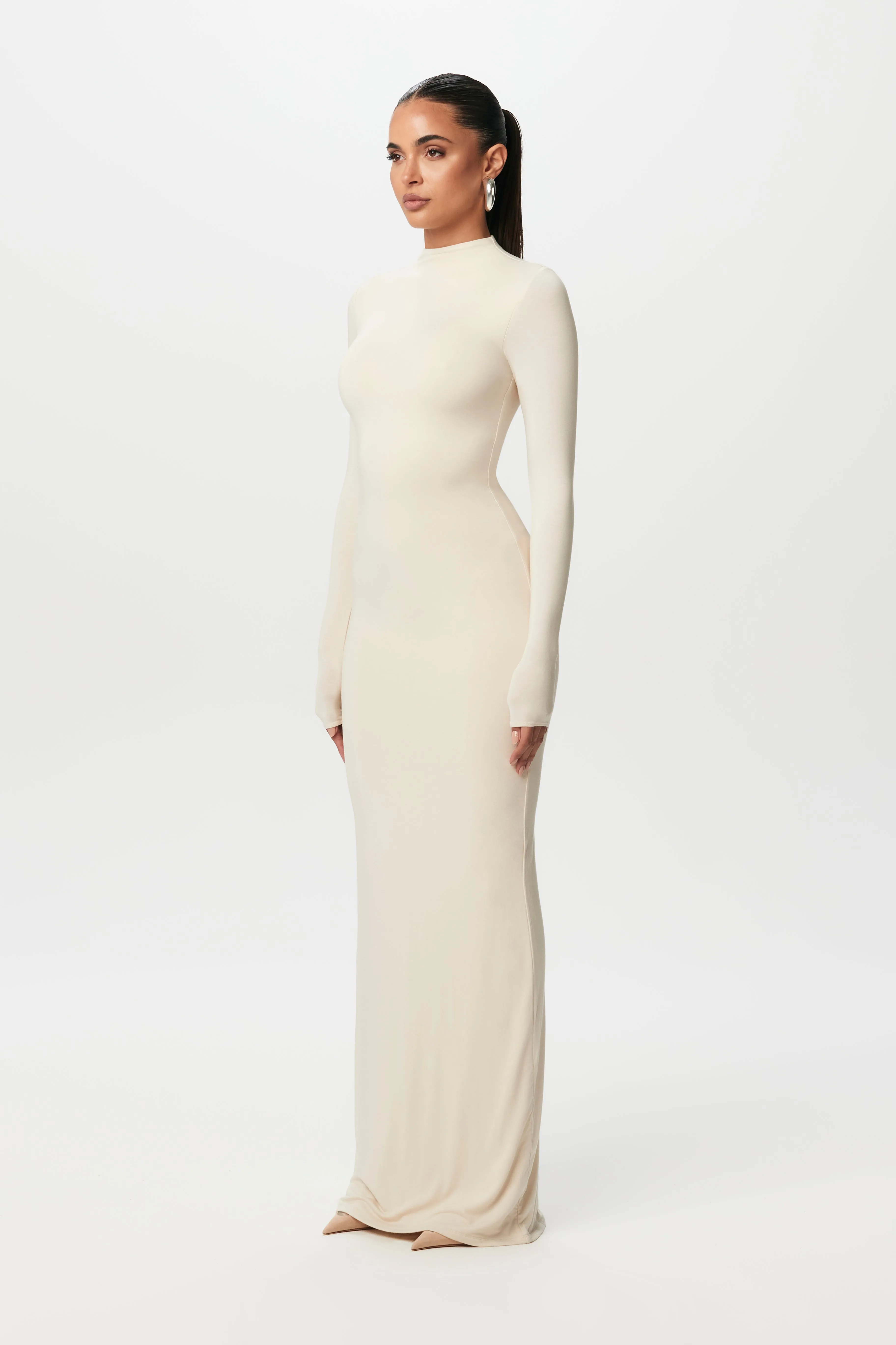Smooth Mock Neck Maxi Dress