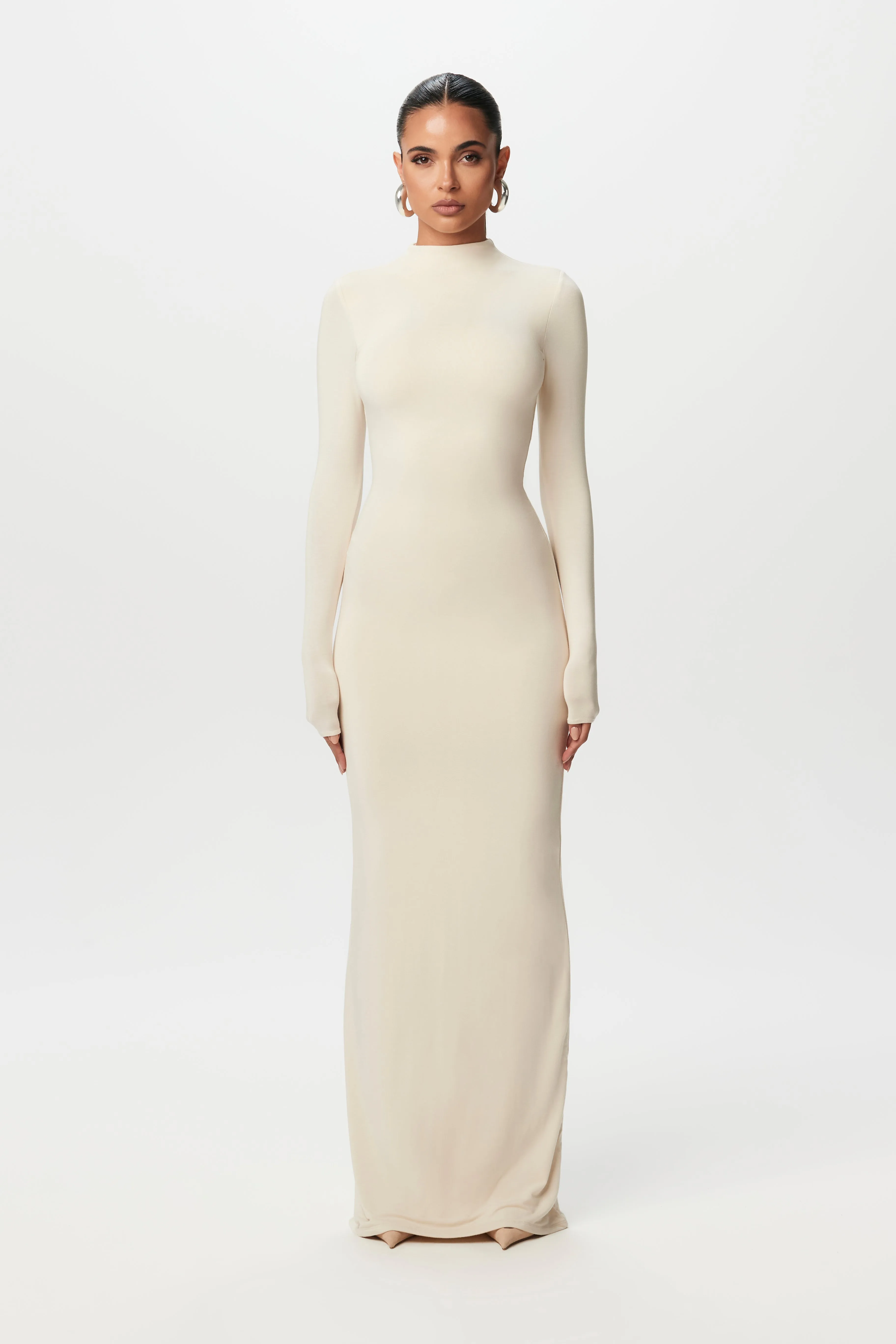 Smooth Mock Neck Maxi Dress
