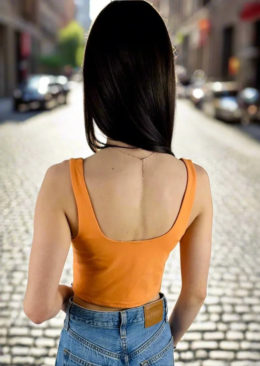 SOLID MELON CROPPED TANK TOP