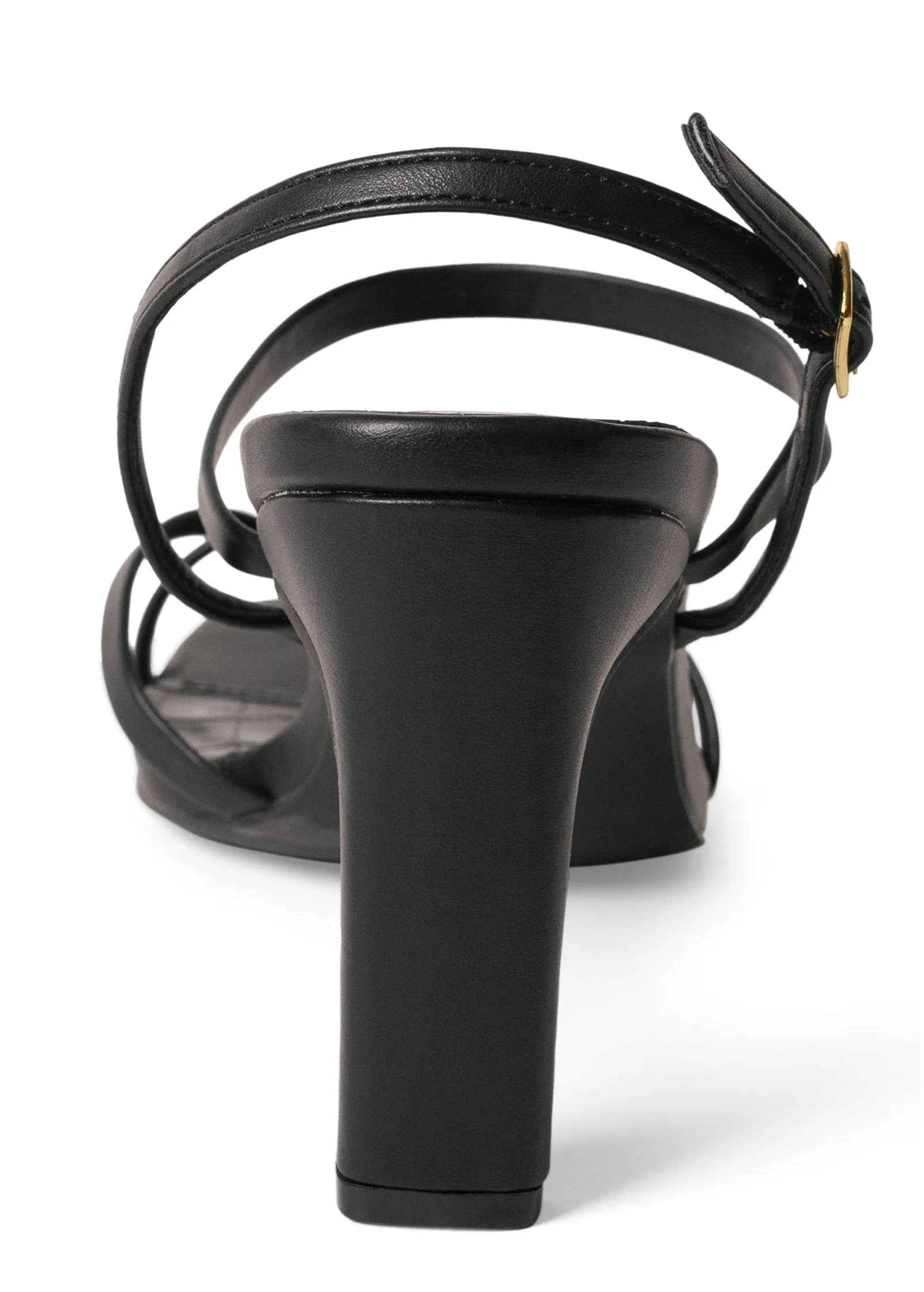 Strappy Toe Loop Heels - Black