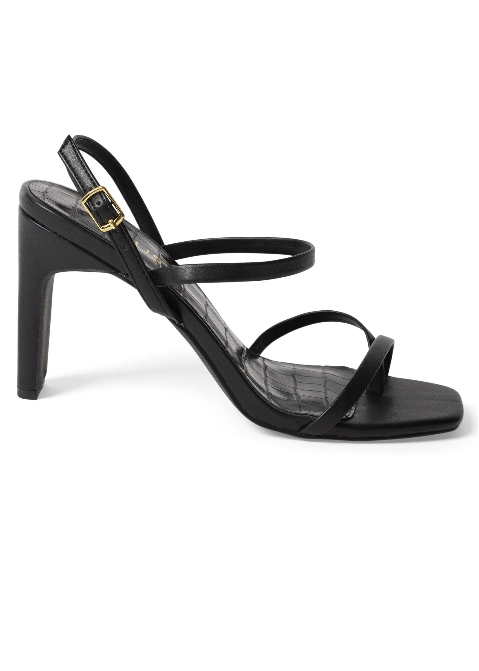 Strappy Toe Loop Heels - Black