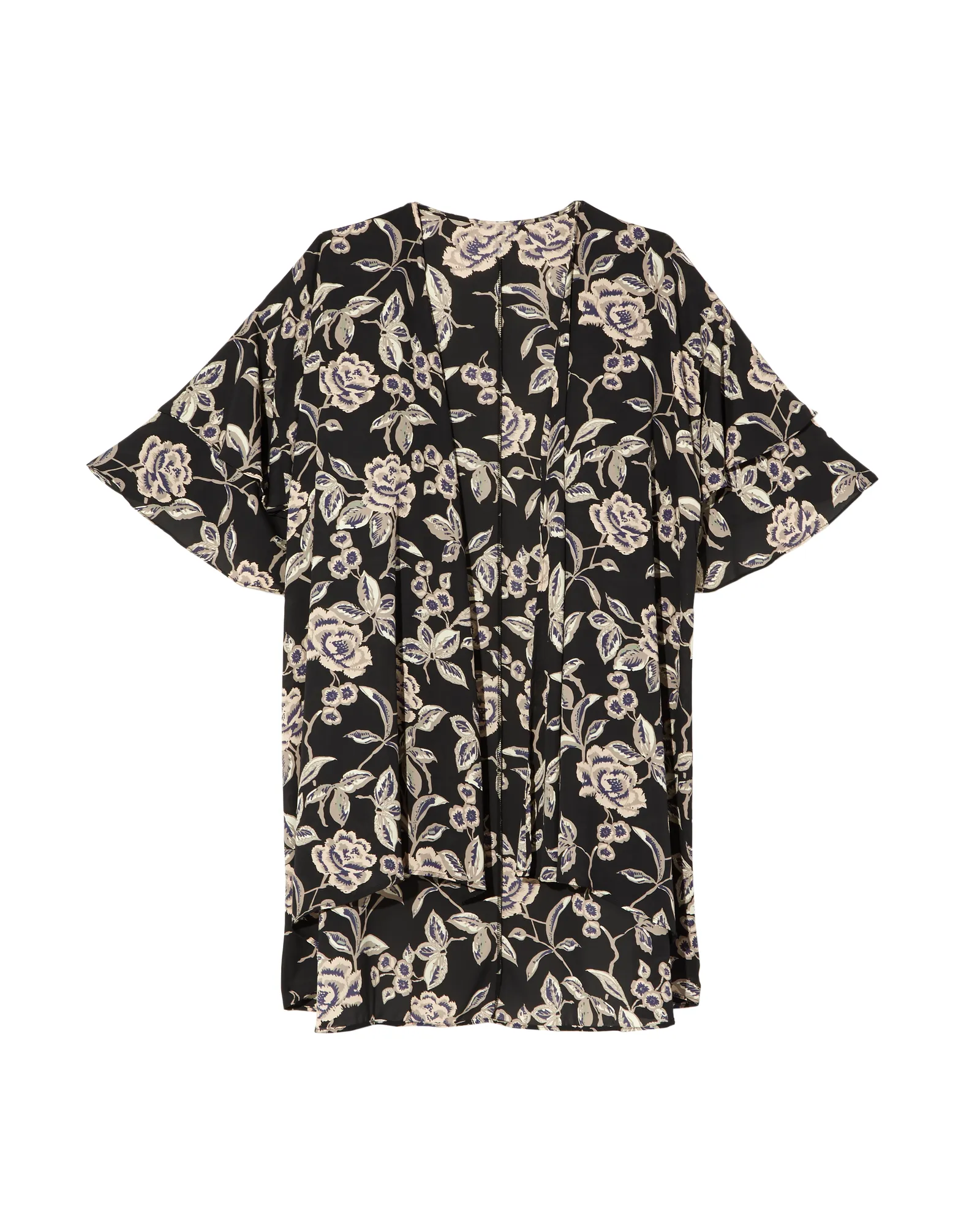 Taylor Ruffle-Sleeve Kimono | Black