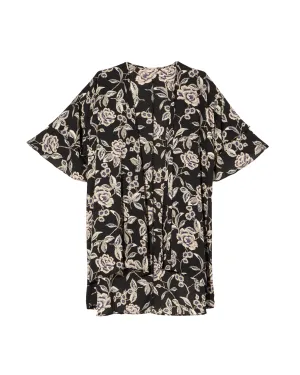 Taylor Ruffle-Sleeve Kimono | Black