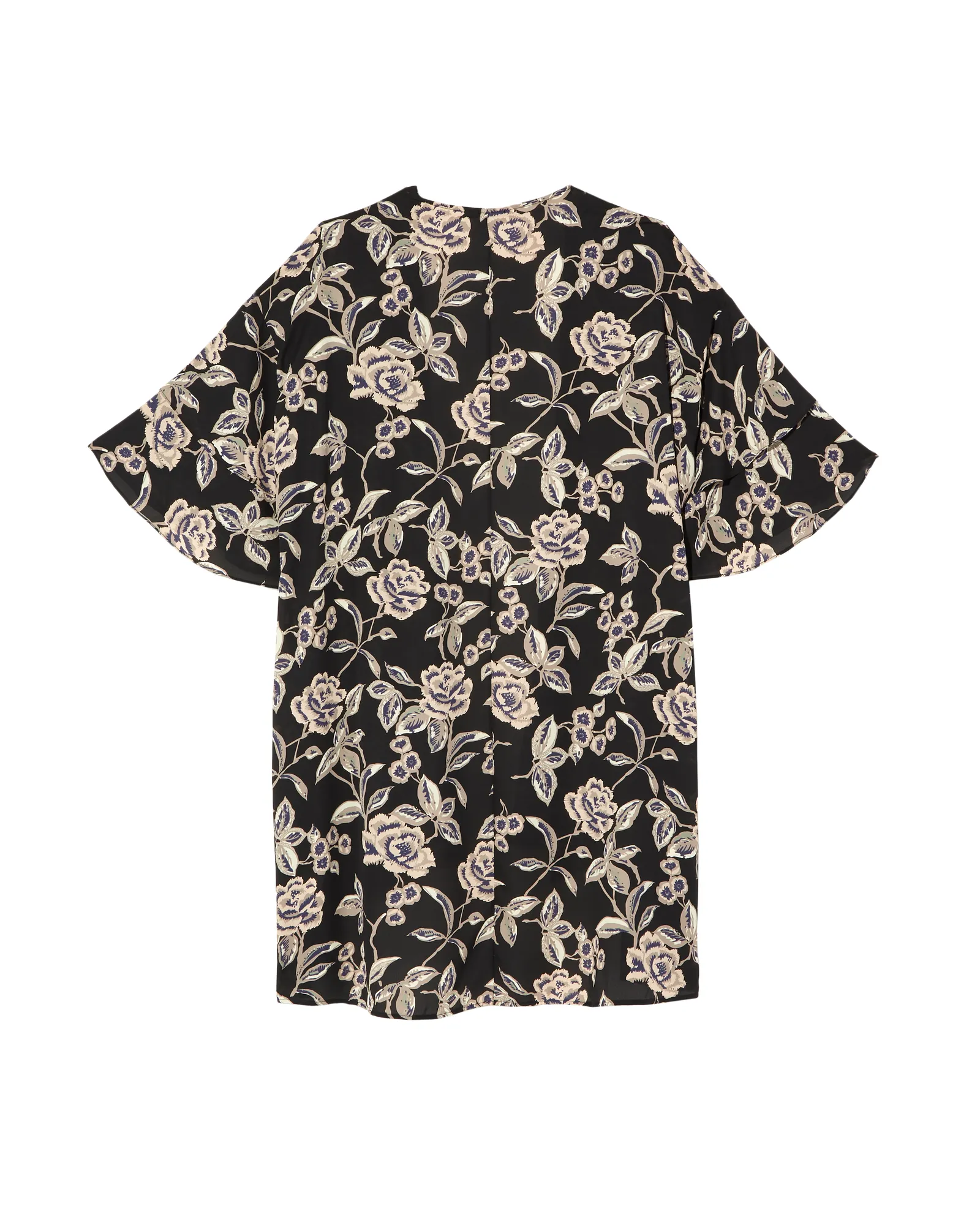 Taylor Ruffle-Sleeve Kimono | Black