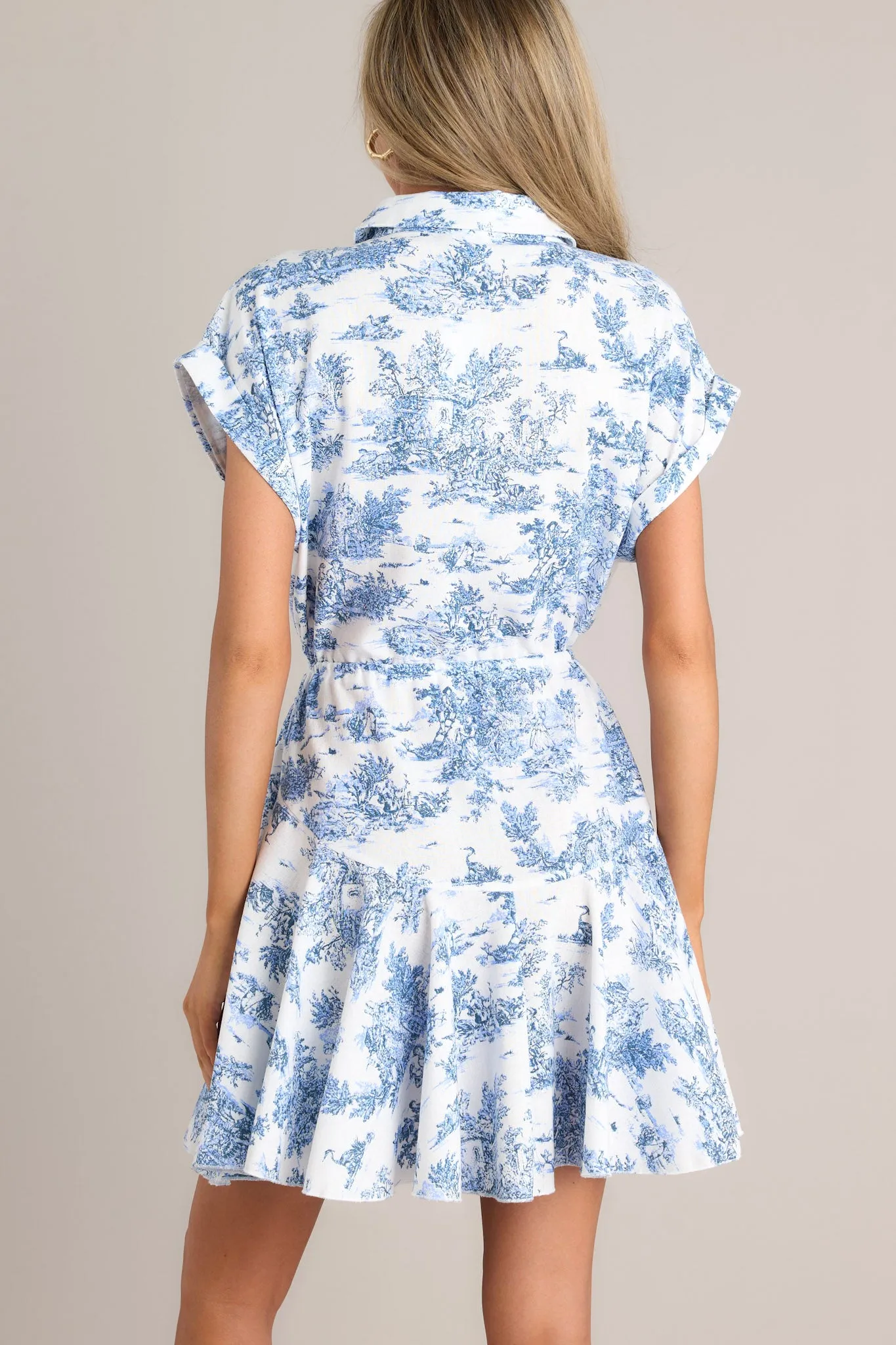 Time After Time Blue Toile Mini Dress