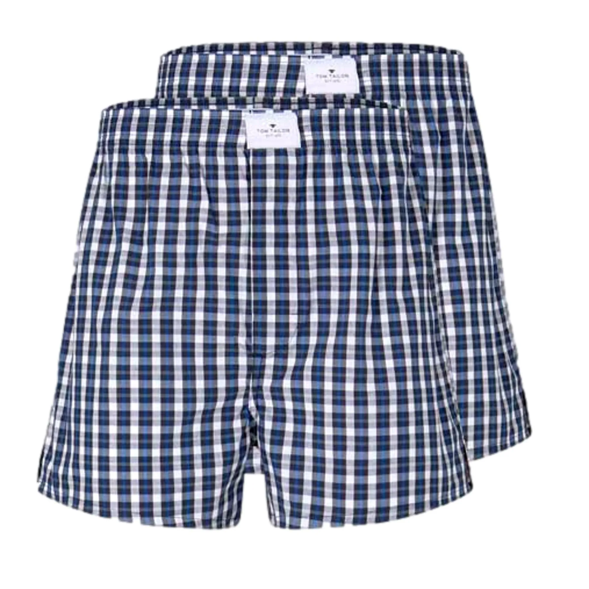 Tom Tailor Men's Woven Boxer Shorts 2 Pack - Navy-Medium-Check