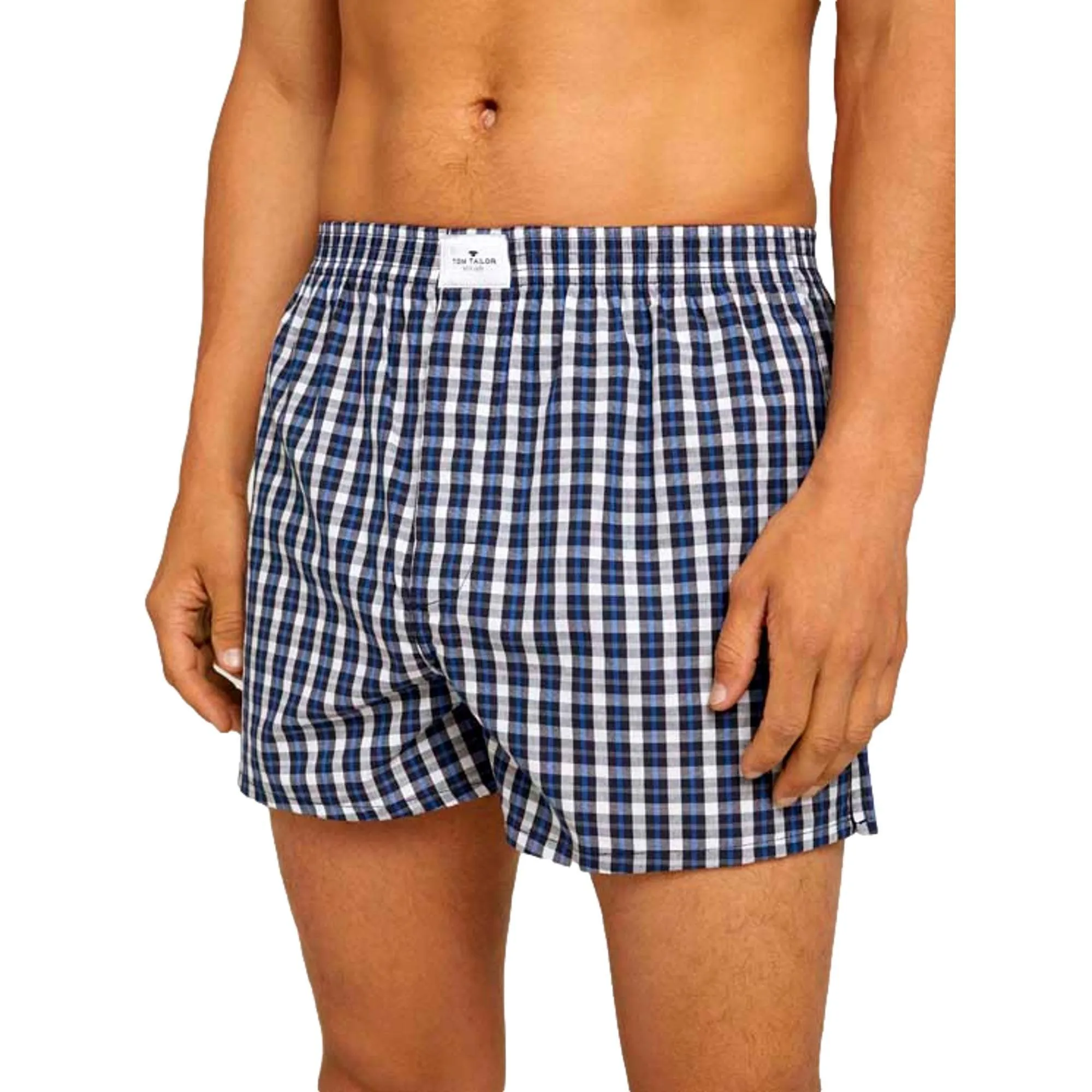 Tom Tailor Men's Woven Boxer Shorts 2 Pack - Navy-Medium-Check