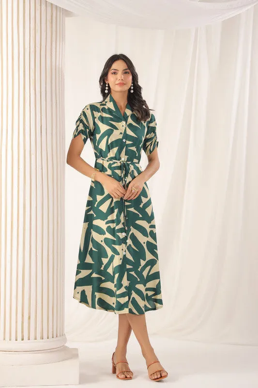 Tropical Fern Green Russian Silk Dress