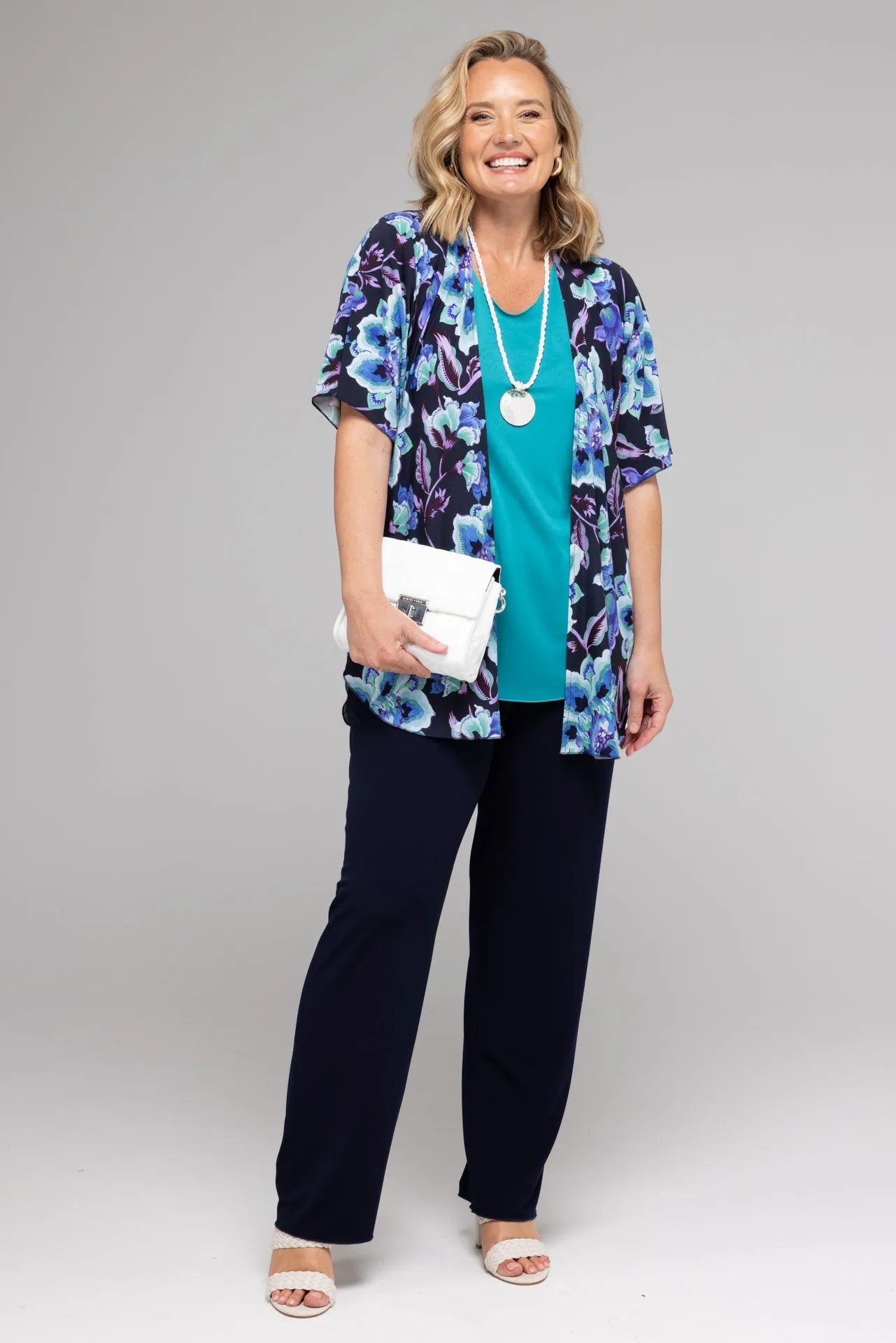 Velvet Print Jersey Short Sleeve Kimono