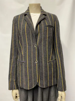 Vintage Style Local Boating Jacket Grey with Stripes Small