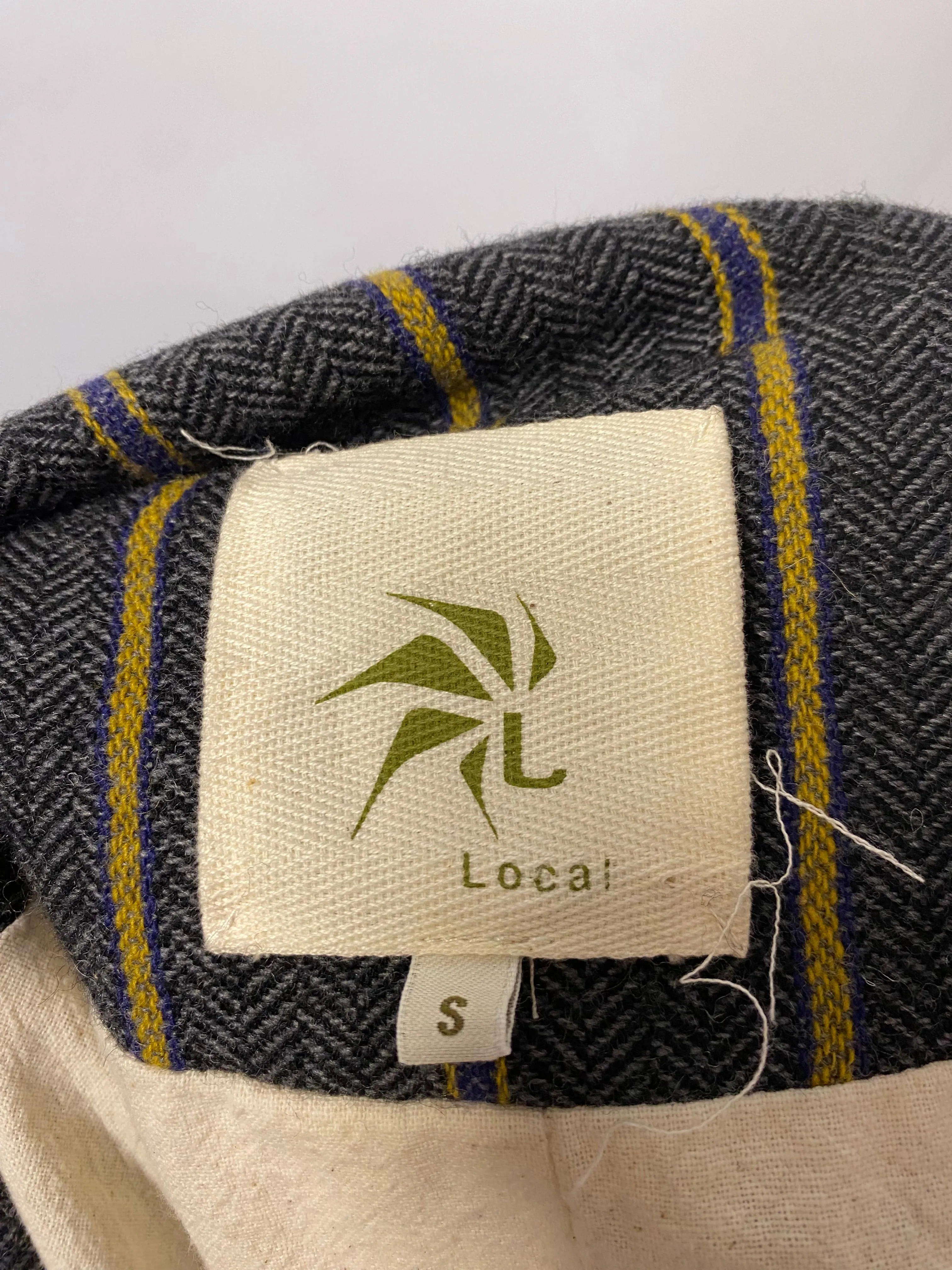 Vintage Style Local Boating Jacket Grey with Stripes Small
