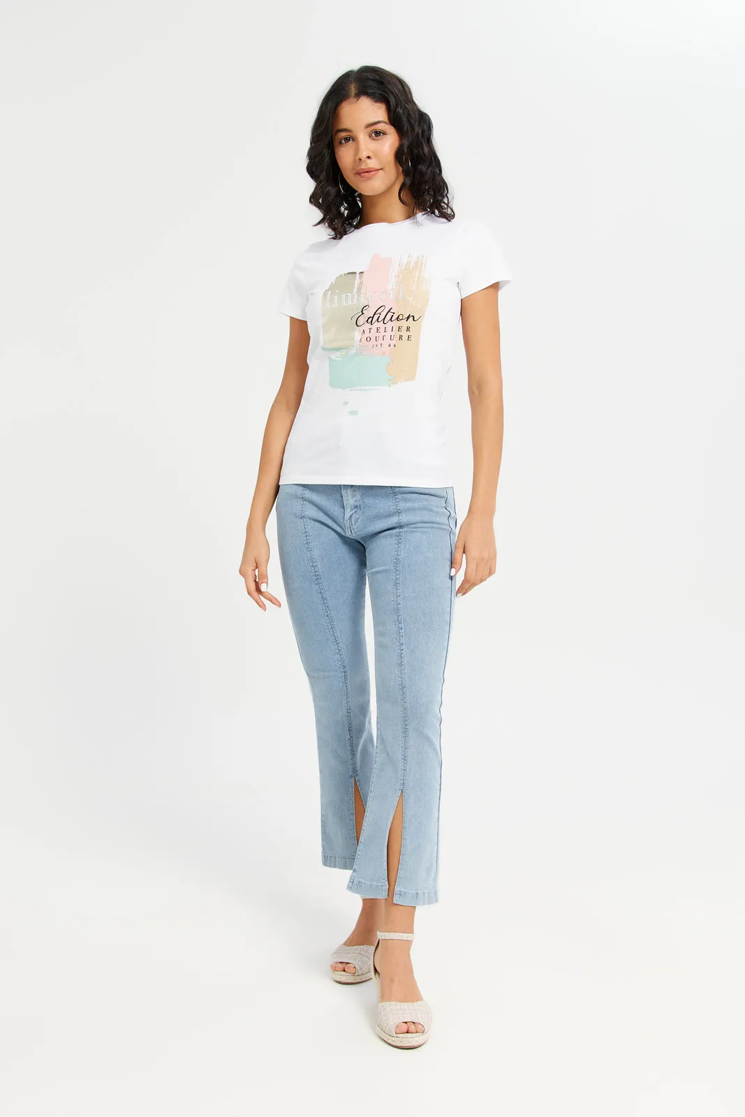 Women White Limited Edition Embellished T-Shirt